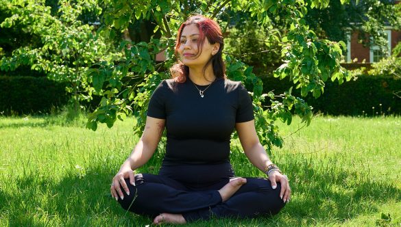 Aastha - former mentor doing yoga